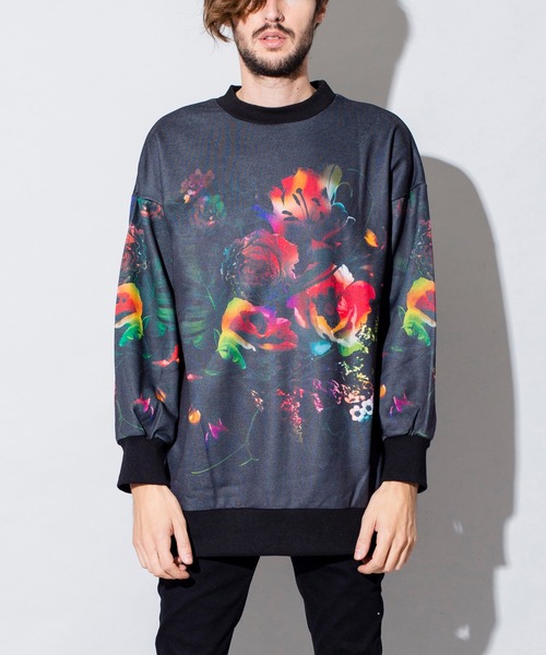 NO ID.（ノーアイディ）の「フラワープリントBIGスリーブPO（Tシャツ/カットソー・メンズ・ブルー/レッド/イエロー・ONE SIZE）」の5枚目の写真