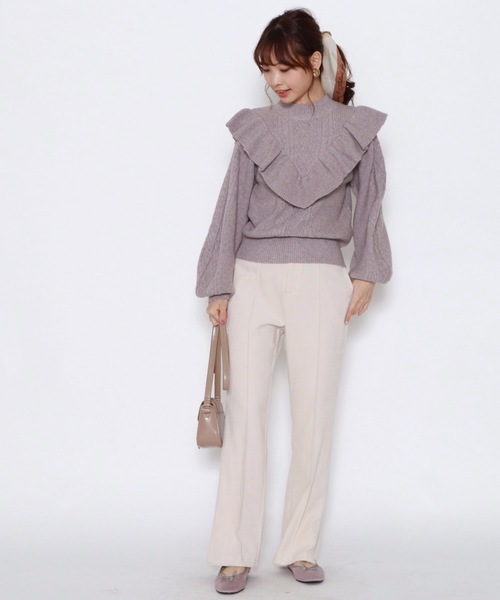 archives（アルシーヴ）の「ピンタックセミフレアパンツ（その他パンツ・レディース・イエロー/グリーン/アイボリー/ワイン・MEDIUM）」の7枚目の写真