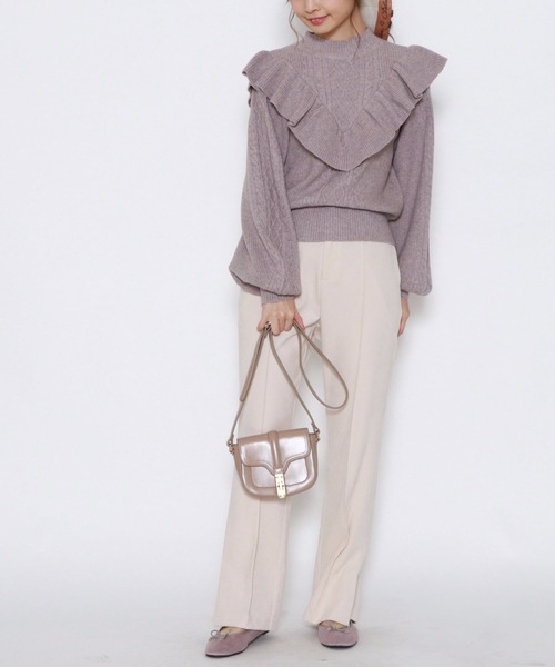 archives（アルシーヴ）の「ピンタックセミフレアパンツ（その他パンツ・レディース・イエロー/グリーン/アイボリー/ワイン・MEDIUM）」の8枚目の写真