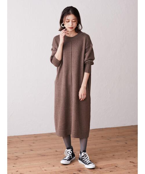 Green　Parks（グリーンパークス）の「センタータックニットワンピース＊（ワンピース・レディース・グリーン/グレー/ブラウン/ブラック・FREE）」の17枚目の写真