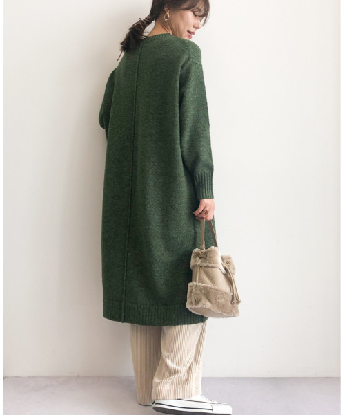 Green　Parks（グリーンパークス）の「センタータックニットワンピース＊（ワンピース・レディース・グリーン/グレー/ブラウン/ブラック・FREE）」の4枚目の写真