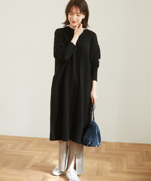 Green　Parks（グリーンパークス）の「センタータックニットワンピース＊（ワンピース・レディース・グリーン/グレー/ブラウン/ブラック・FREE）」の7枚目の写真