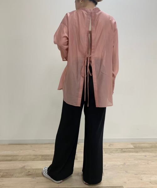 onetome（ワントゥーミー）の「バックリボン　シースルーシャツ（シャツ/ブラウス・レディース・ピンク/イエロー/ミント・FREE）」の5枚目の写真