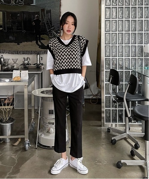 SONA（ソナ）の「SONYUNARA パターンポイントニットベスト（ベスト・レディース・ブラック/ブラウン/グリーン・FREE）」の8枚目の写真