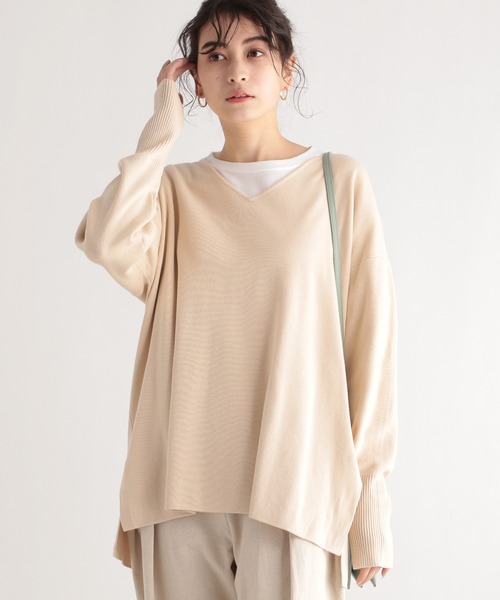 LE FOYER（ルフォワイエ）の「ソウバリVニット（ニット/セーター・レディース・グレー/オフホワイト/グリーン・38）」の2枚目の写真