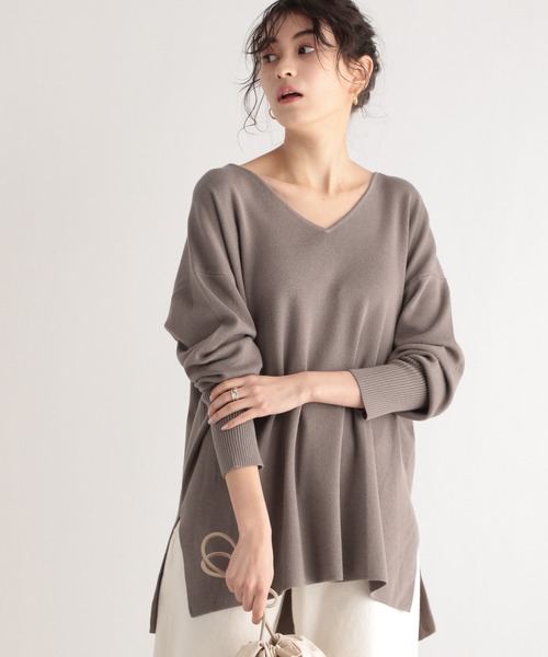 LE FOYER（ルフォワイエ）の「ソウバリVニット（ニット/セーター・レディース・グレー/オフホワイト/グリーン・38）」の9枚目の写真