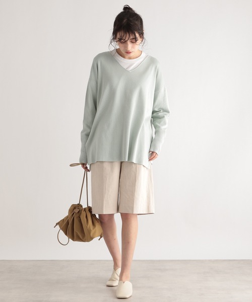 LE FOYER（ルフォワイエ）の「ソウバリVニット（ニット/セーター・レディース・グレー/オフホワイト/グリーン・38）」の13枚目の写真