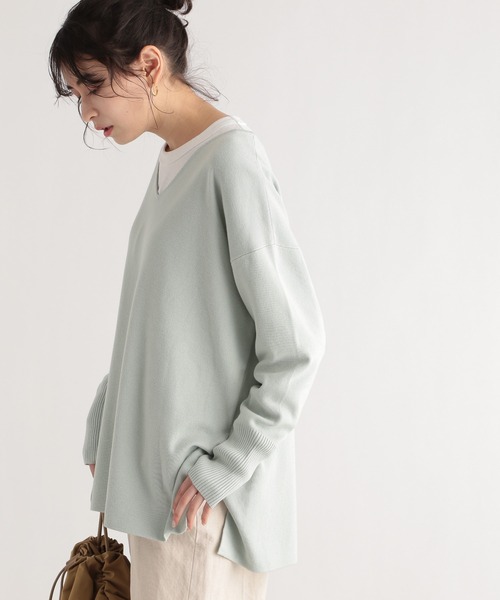 LE FOYER（ルフォワイエ）の「ソウバリVニット（ニット/セーター・レディース・グレー/オフホワイト/グリーン・38）」の16枚目の写真