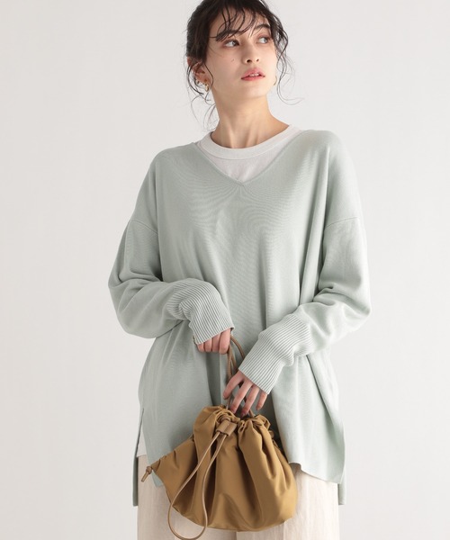 LE FOYER（ルフォワイエ）の「ソウバリVニット（ニット/セーター・レディース・グレー/オフホワイト/グリーン・38）」の17枚目の写真