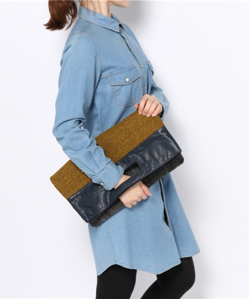 ROSE BUD(ローズバッド)の「(HARRIS TWEED × ROSE BUD)S-LR-14201 CLUTCH BAG(クラッチバッグ・レディース・グレー/チャコール・ONE SIZE)」の8枚目の写真