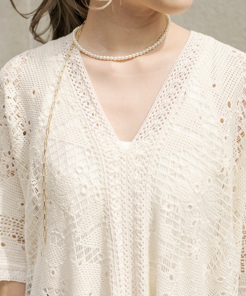 CAPRICIEUX LE'MAGE（カプリシューレマージュ）の「刺繍レースポンチョワンピース（ワンピース・レディース・オフホワイト/ブラック・FREE）」の20枚目の写真