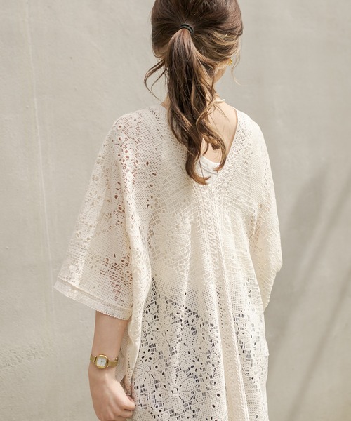 CAPRICIEUX LE'MAGE（カプリシューレマージュ）の「刺繍レースポンチョワンピース（ワンピース・レディース・オフホワイト/ブラック・FREE）」の11枚目の写真