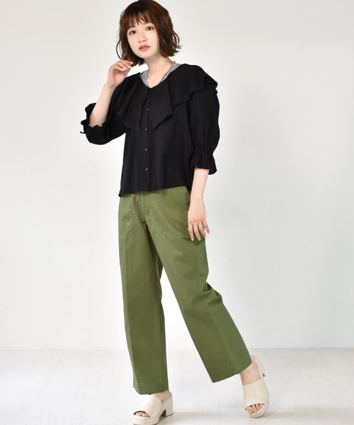 RETRO GIRL（レトロガール）の「ベーカーパンツ（その他パンツ・レディース・グリーン/オフホワイト/ライトベージュ・FREE）」の10枚目の写真