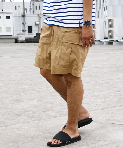 SHIPS any(シップス エニィ)の「SHIPS any: 6ポケット ワイド イージー カーゴ ショーツ◇(カーゴパンツ・メンズ・カーキ/キャメル/オリーブ/ネイビー・MEDIUM/LARGE/SMALL)」の1枚目の写真