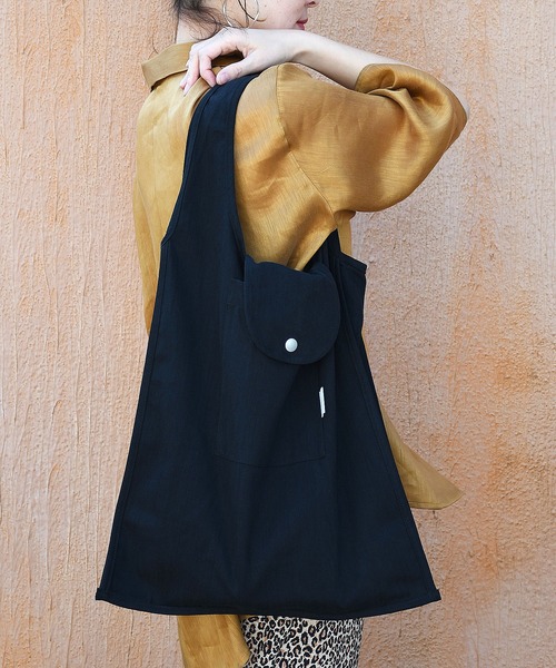 Johnbull（ジョンブル）の「フラップエコバッグ（トートバッグ・メンズ・ブラック/ベージュ/オリーブ/ワンウォッシュ/スモークピンク/グレイッシュブルー・FREE）」の2枚目の写真