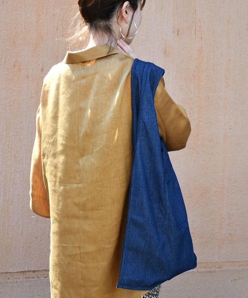 Johnbull（ジョンブル）の「フラップエコバッグ（トートバッグ・メンズ・ブラック/ベージュ/オリーブ/ワンウォッシュ/スモークピンク/グレイッシュブルー・FREE）」の11枚目の写真