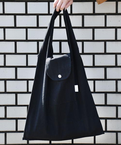 Johnbull（ジョンブル）の「フラップエコバッグ（トートバッグ・メンズ・ブラック/ベージュ/オリーブ/ワンウォッシュ/スモークピンク/グレイッシュブルー・FREE）」の17枚目の写真