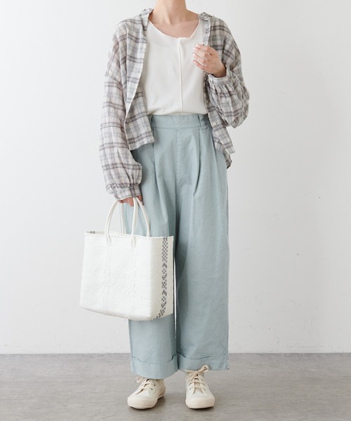 PUAL CE CIN（ピュアルセシン）の「綿麻テレコノースリーブ（タンクトップ・レディース・ホワイト/ベージュ/グレー・FREE）」の13枚目の写真