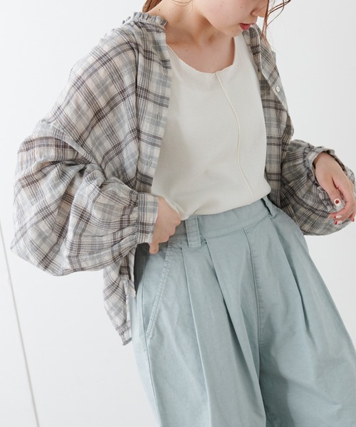 PUAL CE CIN（ピュアルセシン）の「綿麻テレコノースリーブ（タンクトップ・レディース・ホワイト/ベージュ/グレー・FREE）」の12枚目の写真