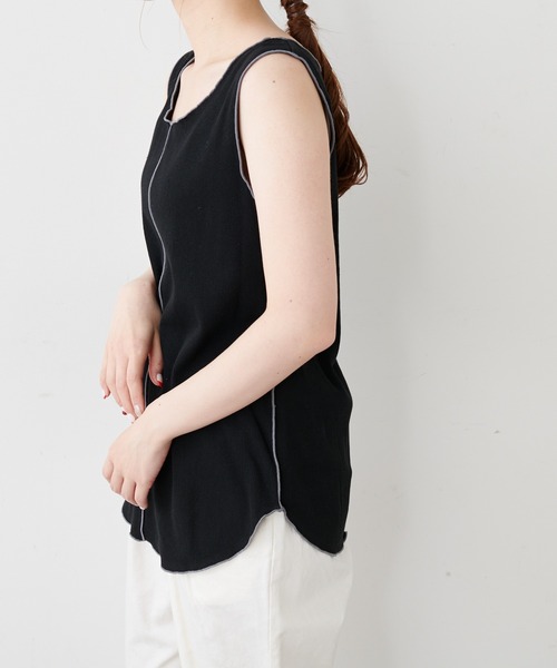PUAL CE CIN（ピュアルセシン）の「綿麻テレコノースリーブ（タンクトップ・レディース・ホワイト/ベージュ/グレー・FREE）」の21枚目の写真