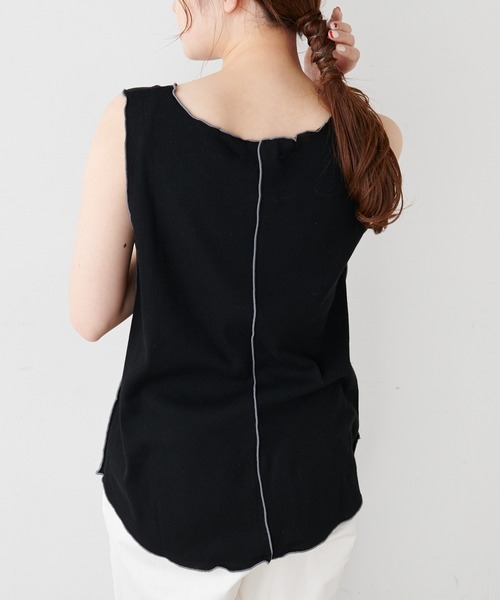 PUAL CE CIN（ピュアルセシン）の「綿麻テレコノースリーブ（タンクトップ・レディース・ホワイト/ベージュ/グレー・FREE）」の22枚目の写真