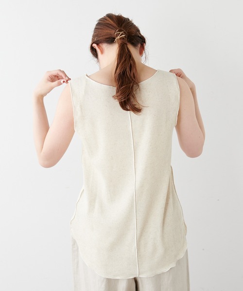 PUAL CE CIN（ピュアルセシン）の「綿麻テレコノースリーブ（タンクトップ・レディース・ホワイト/ベージュ/グレー・FREE）」の19枚目の写真