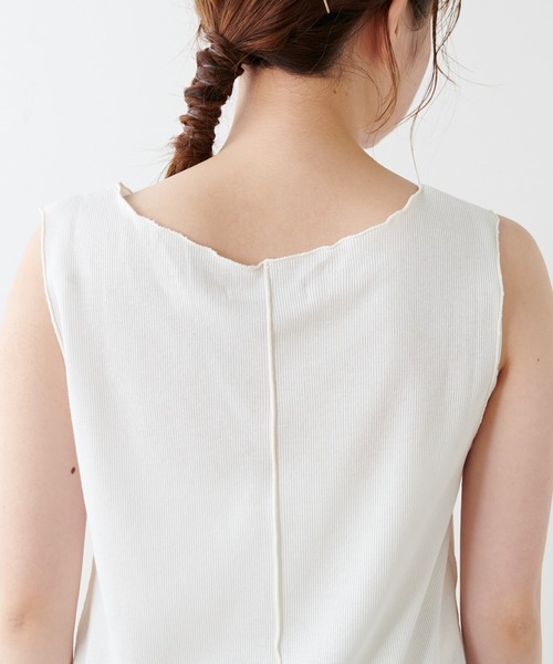 PUAL CE CIN（ピュアルセシン）の「綿麻テレコノースリーブ（タンクトップ・レディース・ホワイト/ベージュ/グレー・FREE）」の7枚目の写真