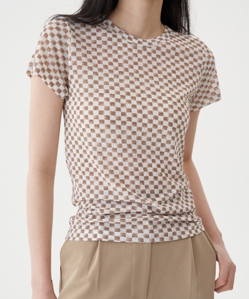 FEKETE（フェケテ）の「FEKETE CHESS CHECK TEE（Tシャツ/カットソー・レディース・グレー/ブラック/ベージュ・FREE）」の3枚目の写真