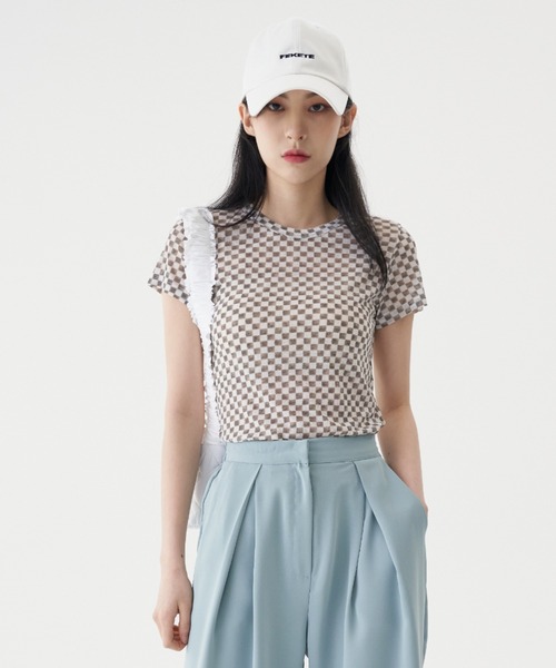 FEKETE（フェケテ）の「FEKETE CHESS CHECK TEE（Tシャツ/カットソー・レディース・グレー/ブラック/ベージュ・FREE）」の8枚目の写真