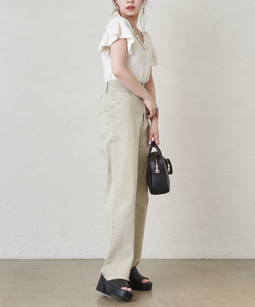 Chico（チコ）の「フリルニット2wayタンク（タンクトップ・レディース・ピンク/パープル/ブラック/ホワイト・FREE）」の6枚目の写真