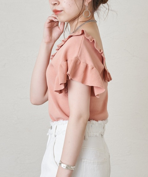 Chico（チコ）の「フリルニット2wayタンク（タンクトップ・レディース・ピンク/パープル/ブラック/ホワイト・FREE）」の12枚目の写真