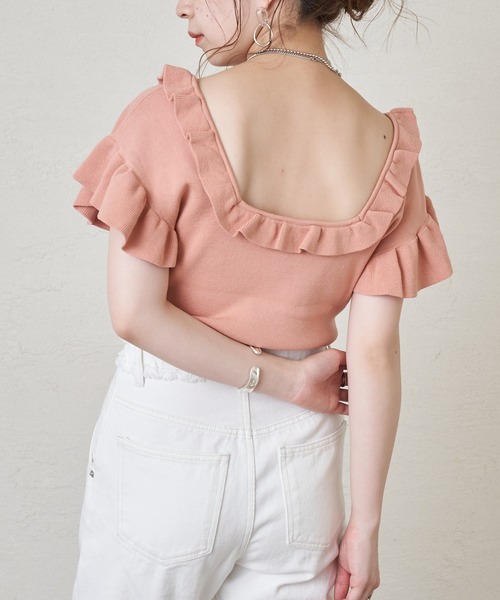 Chico（チコ）の「フリルニット2wayタンク（タンクトップ・レディース・ピンク/パープル/ブラック/ホワイト・FREE）」の13枚目の写真