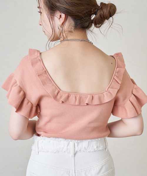 Chico（チコ）の「フリルニット2wayタンク（タンクトップ・レディース・ピンク/パープル/ブラック/ホワイト・FREE）」の16枚目の写真