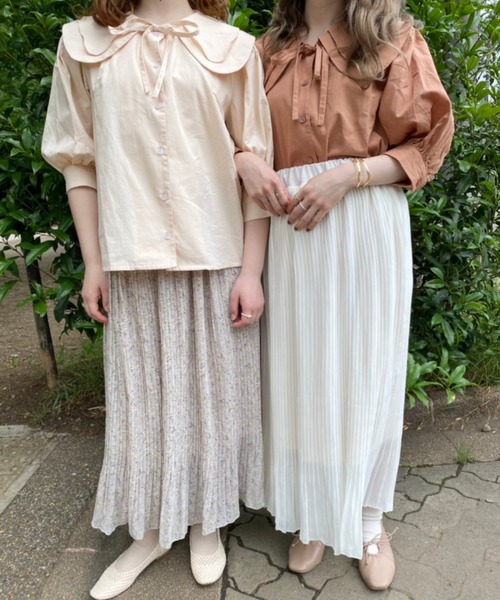 nemne store(ネンネストア)の「昼下がりのミルフィーユ衿ブラウス(シャツ/ブラウス・レディース・ベージュ/オフホワイト/オレンジ・フリー)」の5枚目の写真