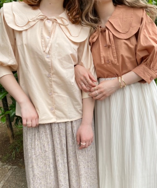 nemne store(ネンネストア)の「昼下がりのミルフィーユ衿ブラウス(シャツ/ブラウス・レディース・ベージュ/オフホワイト/オレンジ・フリー)」の7枚目の写真
