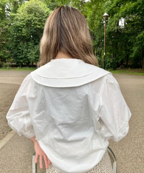 nemne store(ネンネストア)の「昼下がりのミルフィーユ衿ブラウス(シャツ/ブラウス・レディース・ベージュ/オフホワイト/オレンジ・フリー)」の12枚目の写真