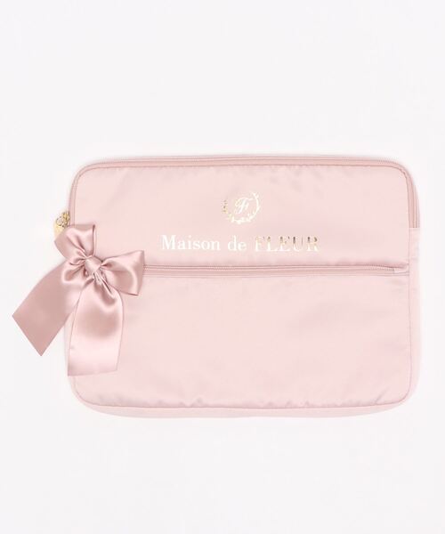 Maison de FLEUR（メゾンドフルール）の「サテンリボンPCケースM（その他小物・レディース・ブラック/ピンクベージュ・FREE）」の2枚目の写真