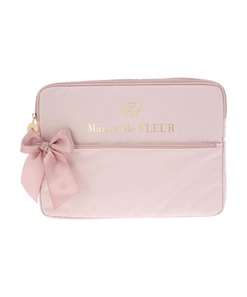 Maison de FLEUR（メゾンドフルール）の「サテンリボンPCケースM（その他小物・レディース・ブラック/ピンクベージュ・FREE）」の4枚目の写真
