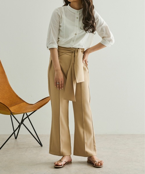 Ambre Neige(アンブルネージュ)の「ワンショルセンタープレスパンツ/【WEB/EC限定商品】(その他パンツ・レディース・ベージュ/ライトベージュ・FREE)」の8枚目の写真