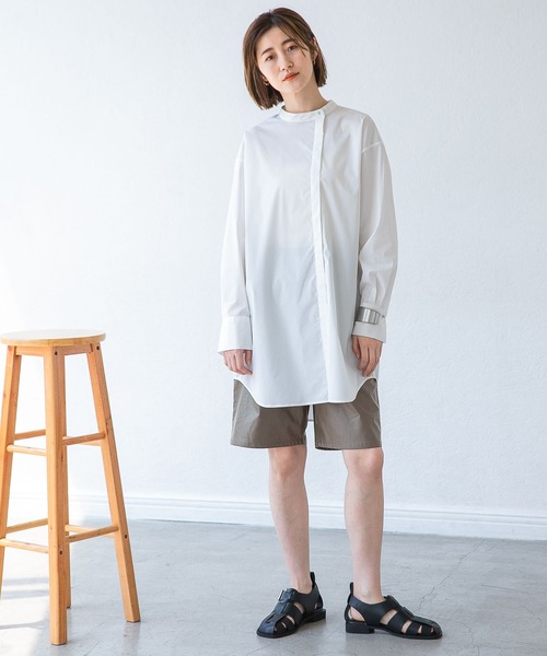 A part by（アパートバイ）の「【ソロテックス】使用/スタンドロングシャツ　 958051（シャツ/ブラウス・レディース・オフホワイト/ブルー/グレー系その他・FREE）」の13枚目の写真