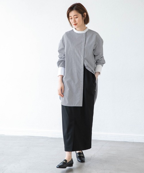 A part by（アパートバイ）の「【ソロテックス】使用/スタンドロングシャツ　 958051（シャツ/ブラウス・レディース・オフホワイト/ブルー/グレー系その他・FREE）」の5枚目の写真