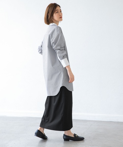 A part by（アパートバイ）の「【ソロテックス】使用/スタンドロングシャツ　 958051（シャツ/ブラウス・レディース・オフホワイト/ブルー/グレー系その他・FREE）」の21枚目の写真