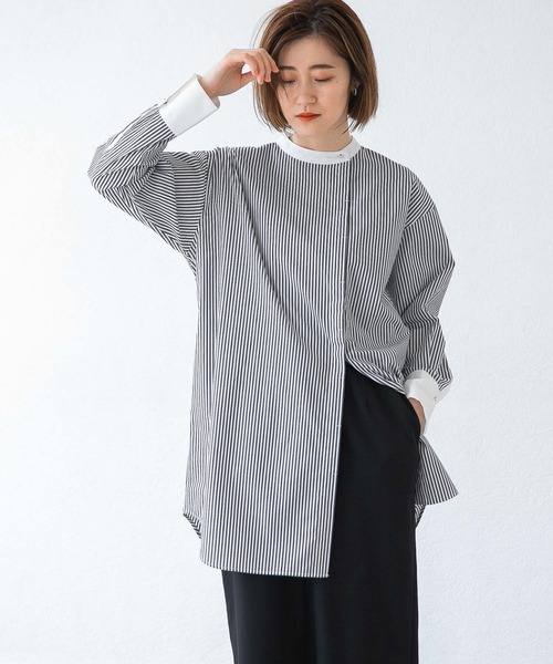 A part by（アパートバイ）の「【ソロテックス】使用/スタンドロングシャツ　 958051（シャツ/ブラウス・レディース・オフホワイト/ブルー/グレー系その他・FREE）」の18枚目の写真