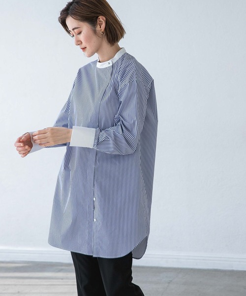 A part by（アパートバイ）の「【ソロテックス】使用/スタンドロングシャツ　 958051（シャツ/ブラウス・レディース・オフホワイト/ブルー/グレー系その他・FREE）」の11枚目の写真