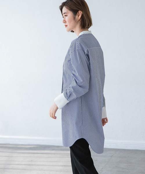 A part by（アパートバイ）の「【ソロテックス】使用/スタンドロングシャツ　 958051（シャツ/ブラウス・レディース・オフホワイト/ブルー/グレー系その他・FREE）」の19枚目の写真