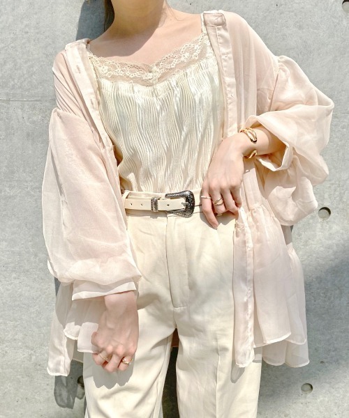 nemne store(ネンネストア)の「ふわふわ雲のシアーティアードブラウス(シャツ/ブラウス・レディース・ミント/ピンクベージュ/スミクロ/ブラウン・フリー)」の4枚目の写真