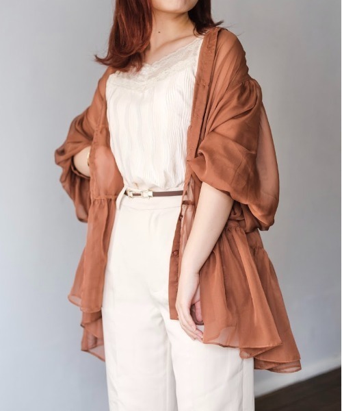 nemne store(ネンネストア)の「ふわふわ雲のシアーティアードブラウス(シャツ/ブラウス・レディース・ミント/ピンクベージュ/スミクロ/ブラウン・フリー)」の1枚目の写真