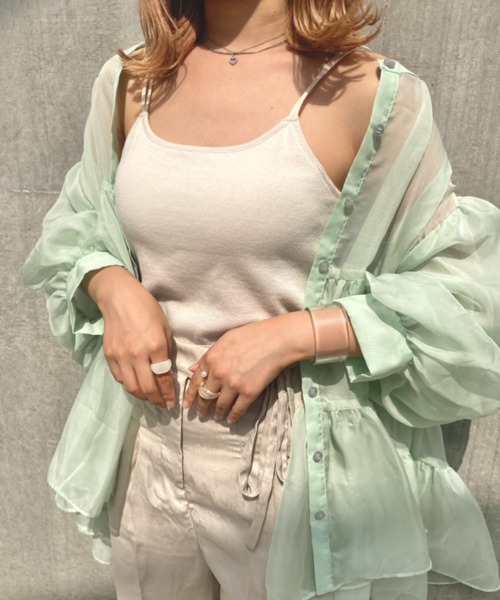 nemne store(ネンネストア)の「ふわふわ雲のシアーティアードブラウス(シャツ/ブラウス・レディース・ミント/ピンクベージュ/スミクロ/ブラウン・フリー)」の21枚目の写真