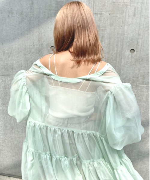 nemne store(ネンネストア)の「ふわふわ雲のシアーティアードブラウス(シャツ/ブラウス・レディース・ミント/ピンクベージュ/スミクロ/ブラウン・フリー)」の14枚目の写真