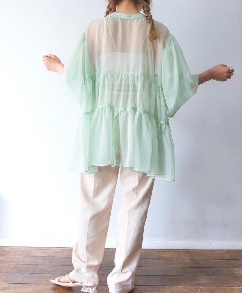 nemne store(ネンネストア)の「ふわふわ雲のシアーティアードブラウス(シャツ/ブラウス・レディース・ミント/ピンクベージュ/スミクロ/ブラウン・フリー)」の9枚目の写真